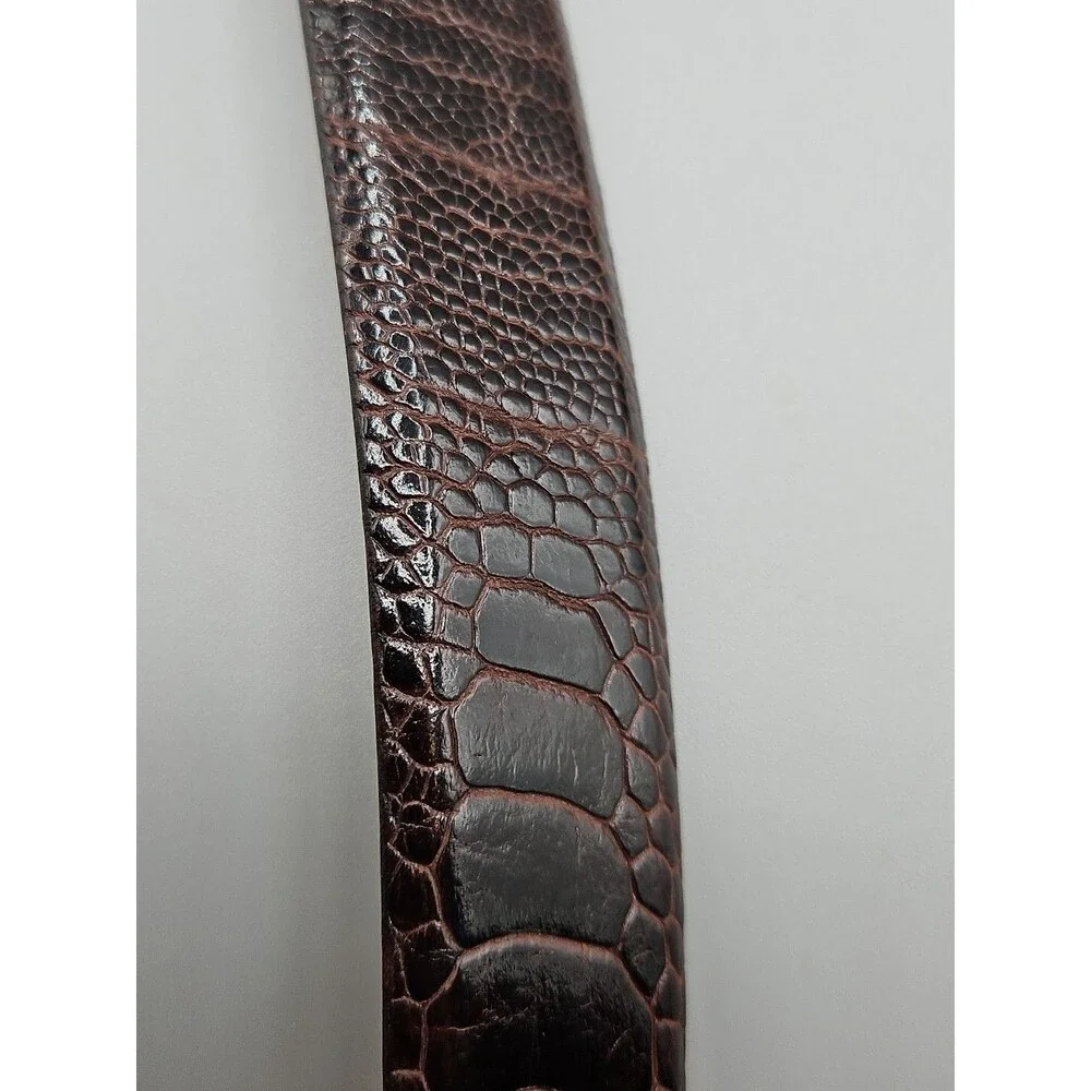 Genuine African Ostrich Leg Saddlebags Leather Brown Belt Made In USA 38
